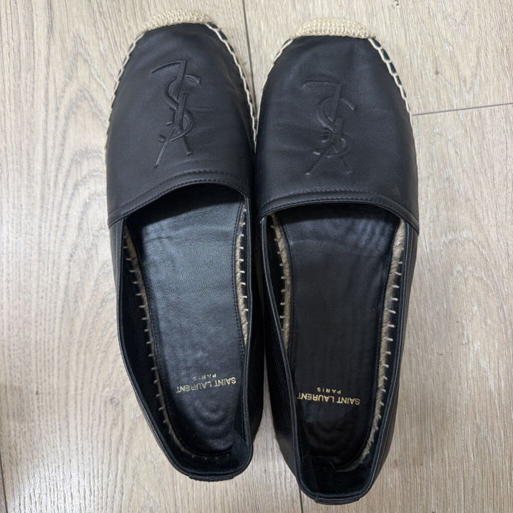 Black Saint Lauren Leather tEspadrile