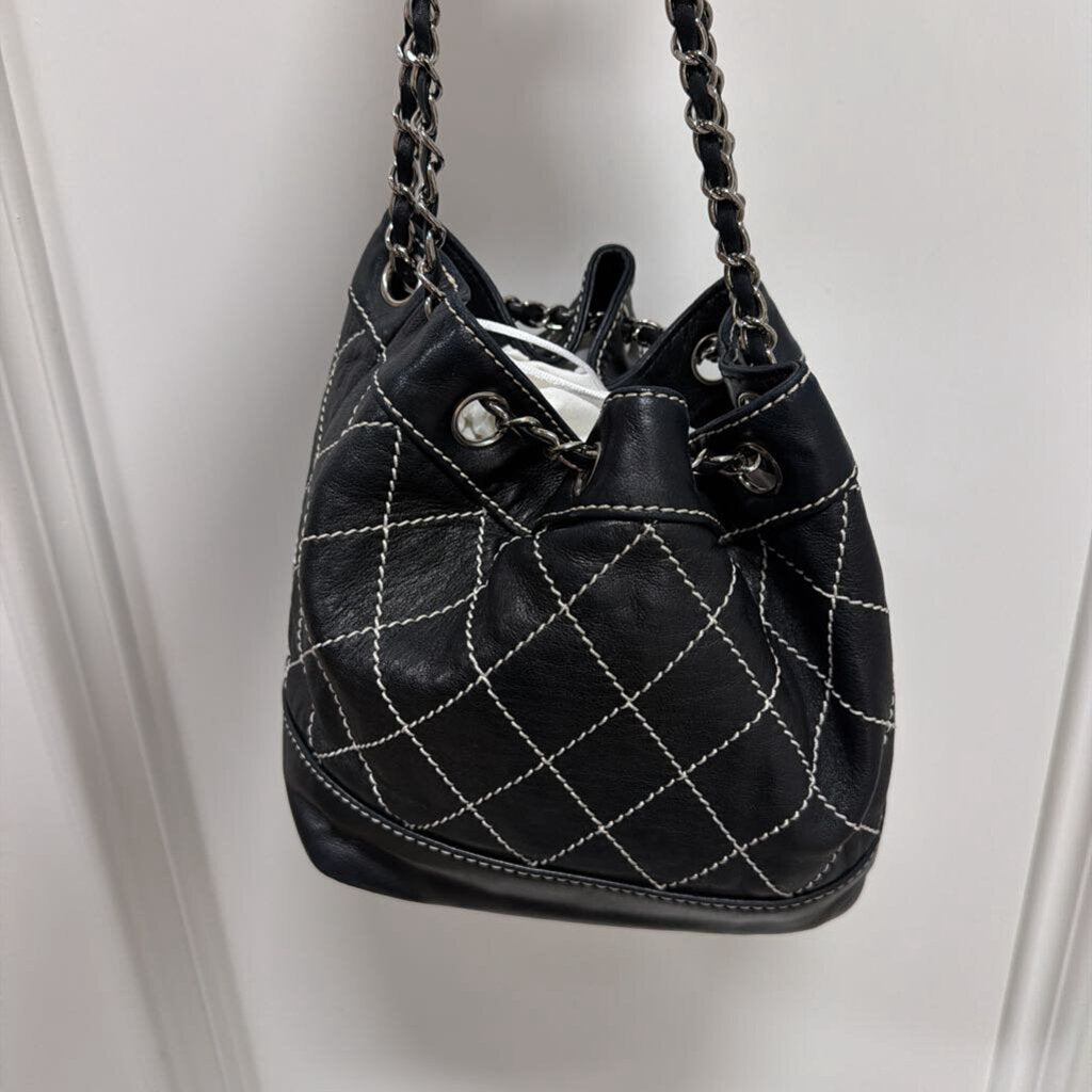 Black Quilted Bucket Bag
