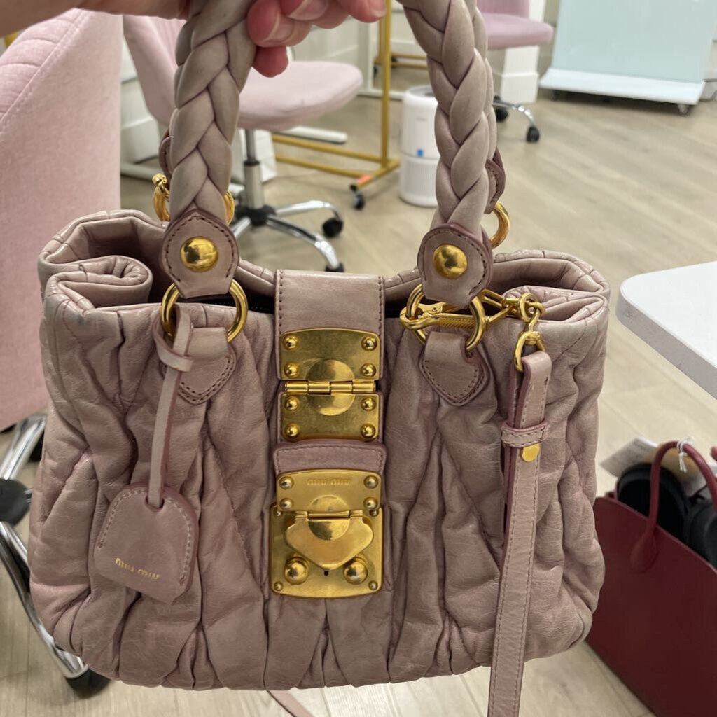 Pinkish Beige Matelasse Quilted Bag