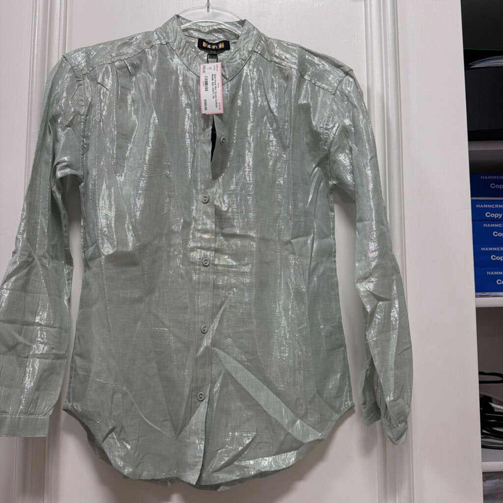 Mint Green Cotton Metallic Shirt (NWT)