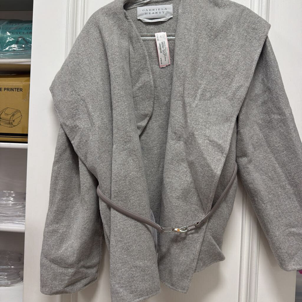 Grey Cashmere Wrap With Metal Hardware Leather Belt(2950)