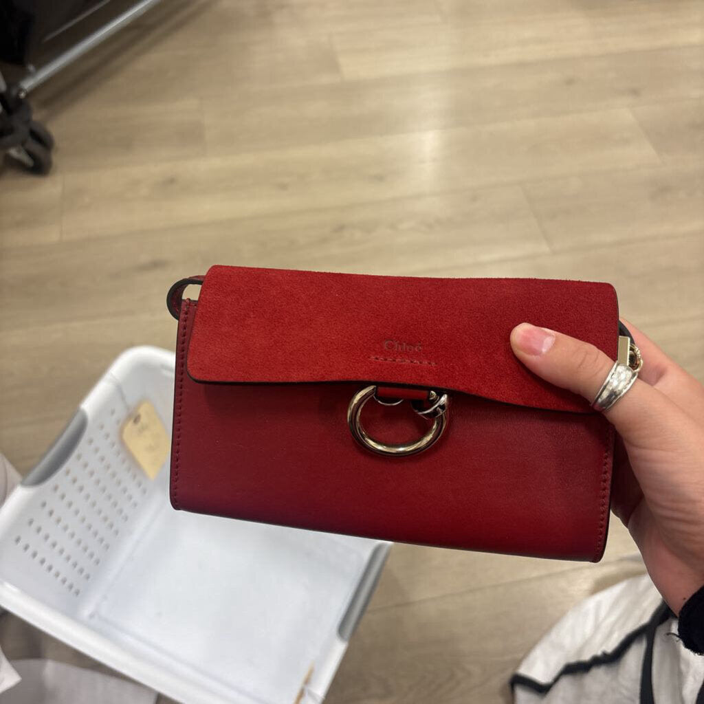 Red Faye Suede/Leather Crossbody