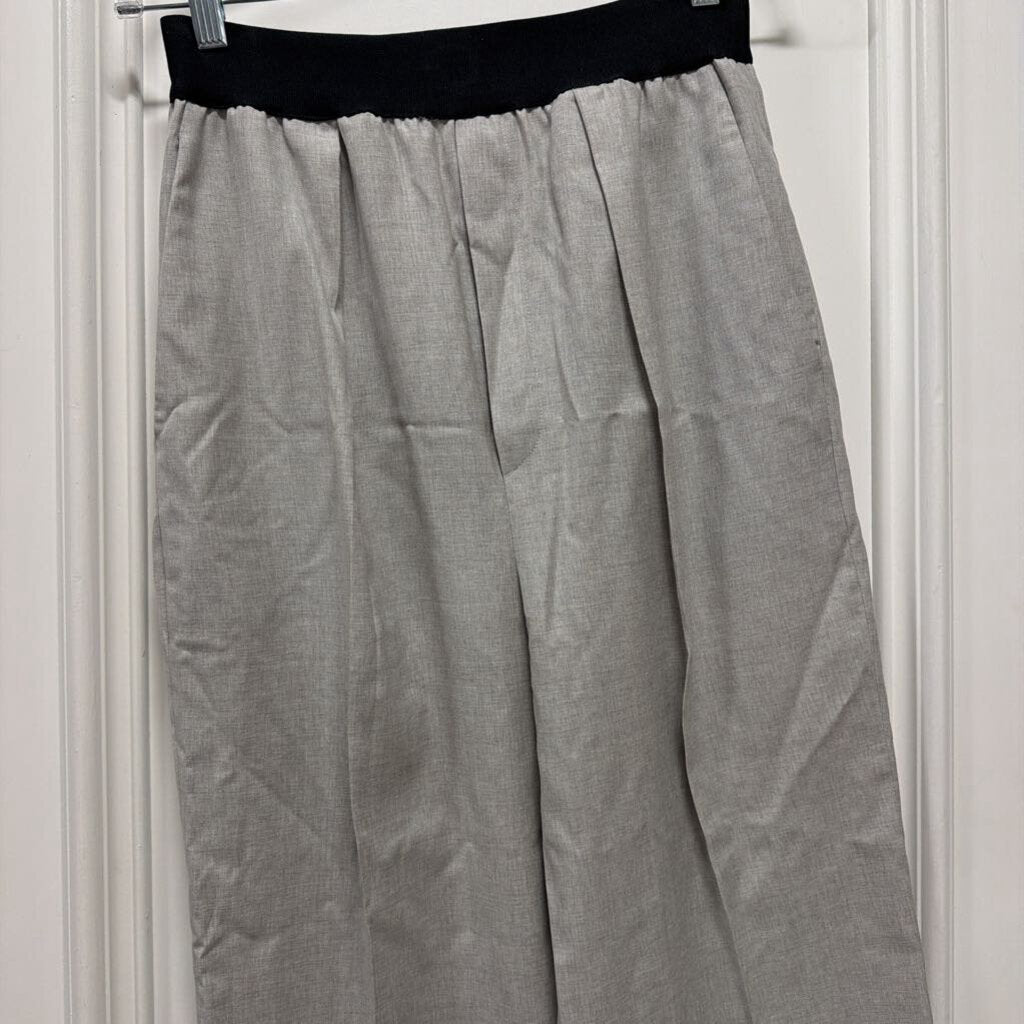 Grey Black Elastic Waistband Virgin Wool Pant(690)