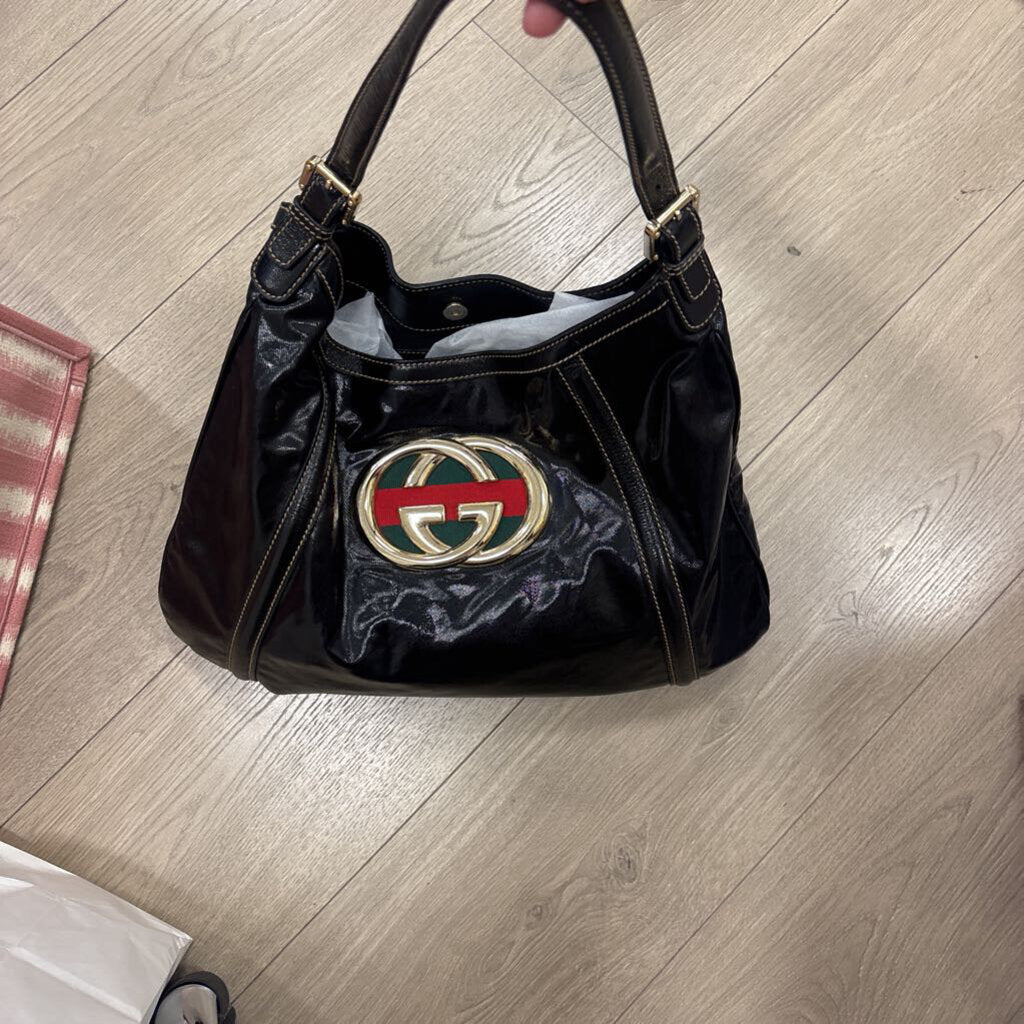 Vintage Black Brit Calf Leather GG Hobo