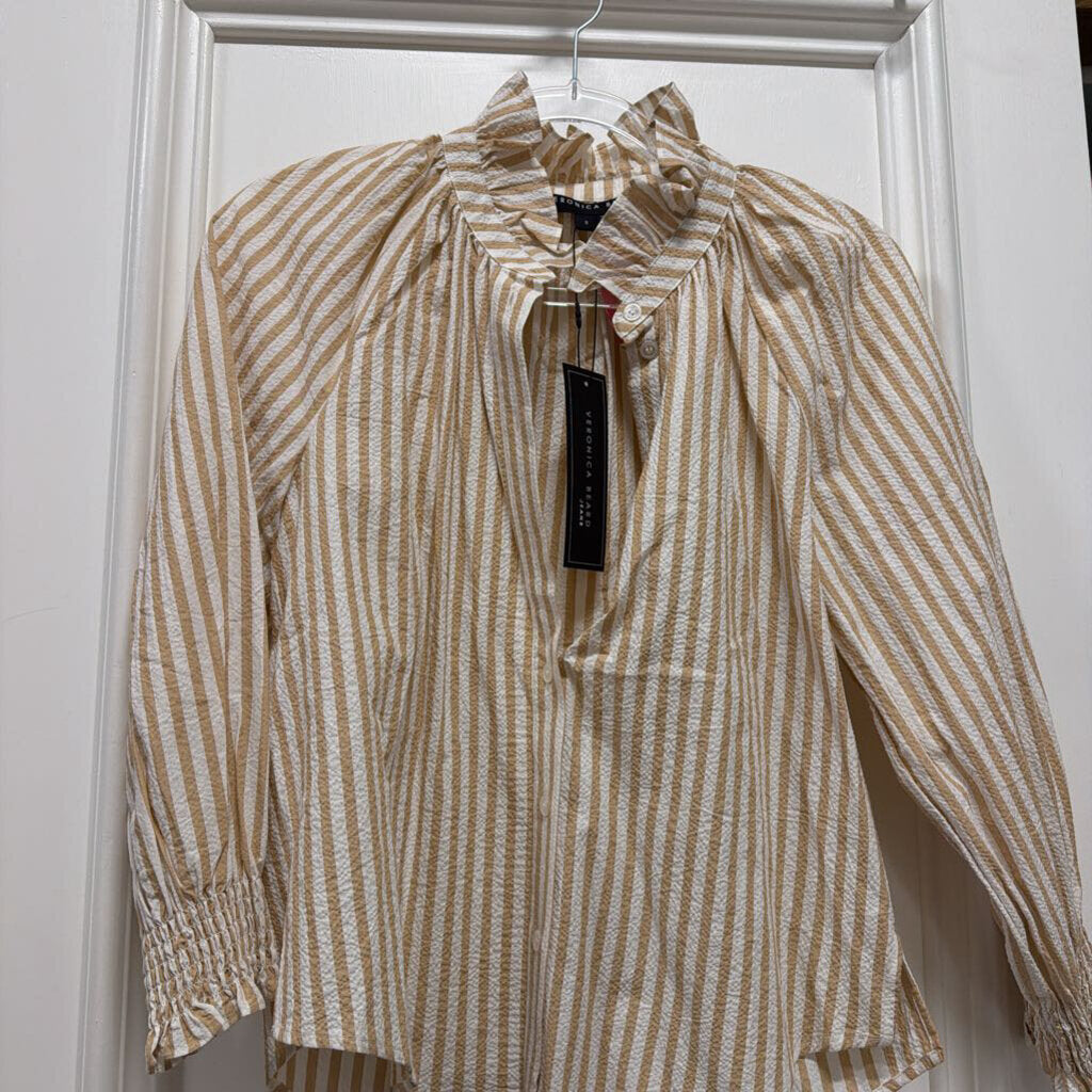 Tan/White Cotton Blouse (NWT)