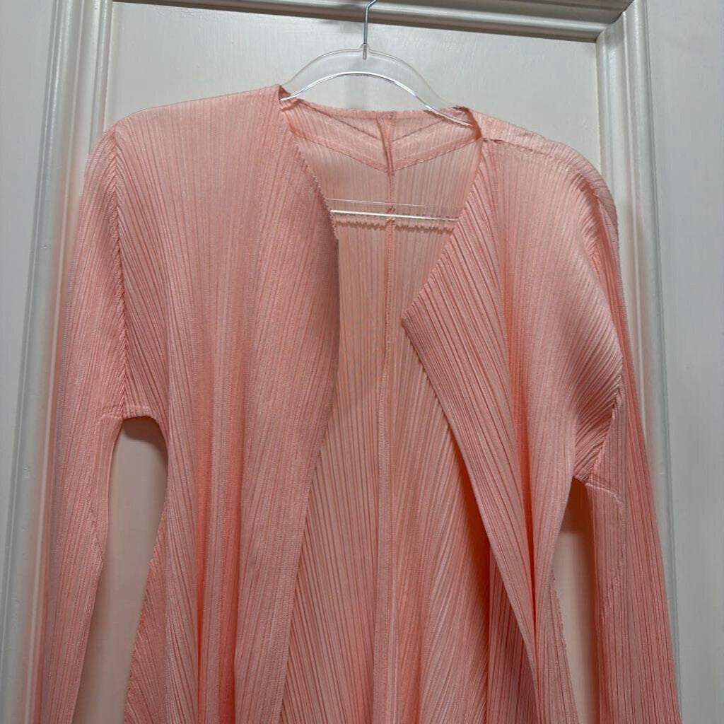Pink Poly Pleated Cardigan