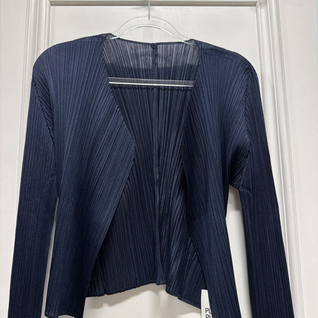 Navy Poly Pleated Cardigan (NWT)