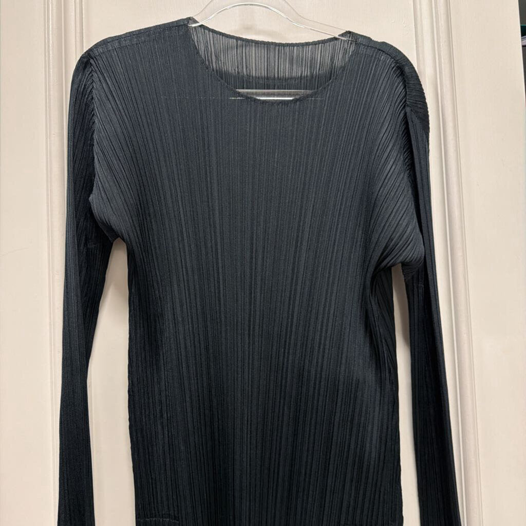 Dark Green Poly LS Midi Dress