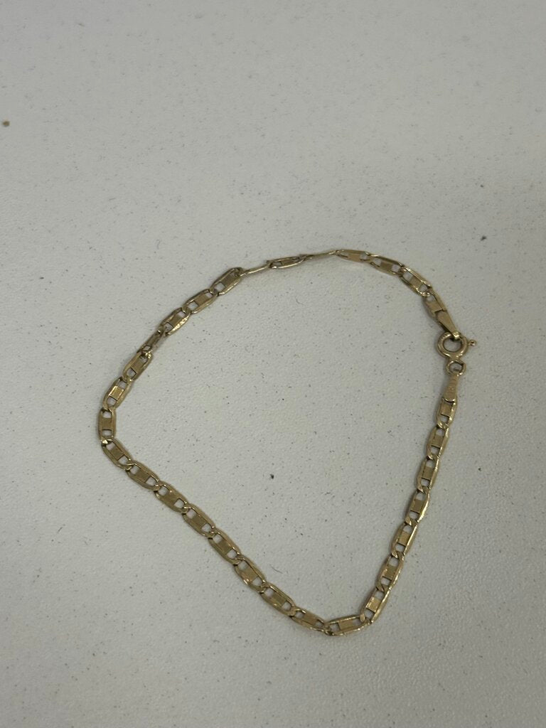 14k Yellow Gold Flat Chain Bracelet