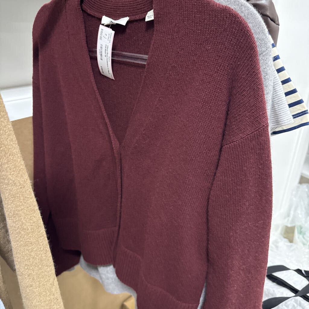 Red Cashmere V Neck Cardigan