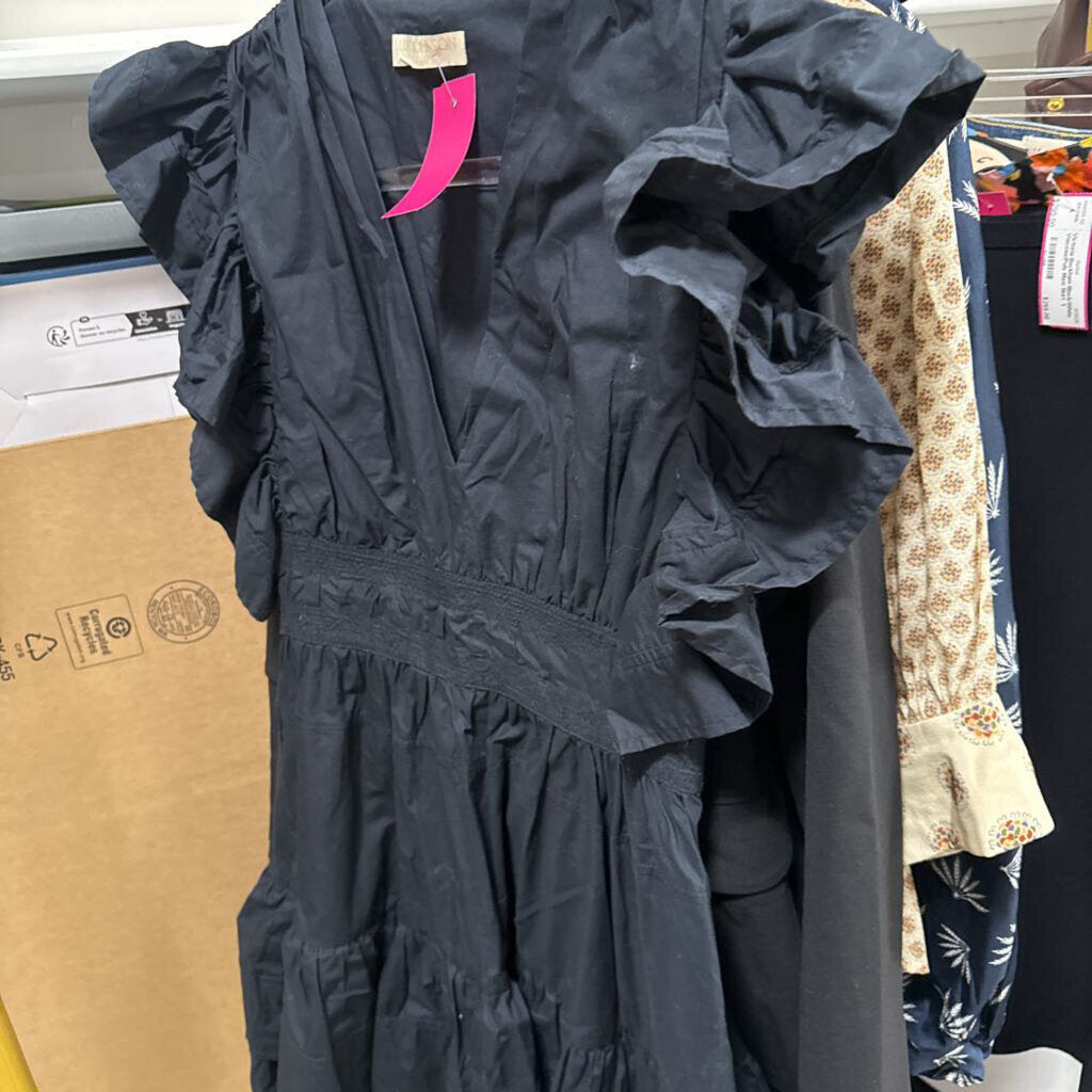 Black Cotton Ruffled Dress
