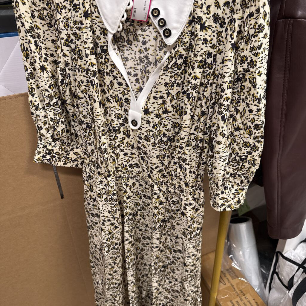 Cream Printed Silk Dress