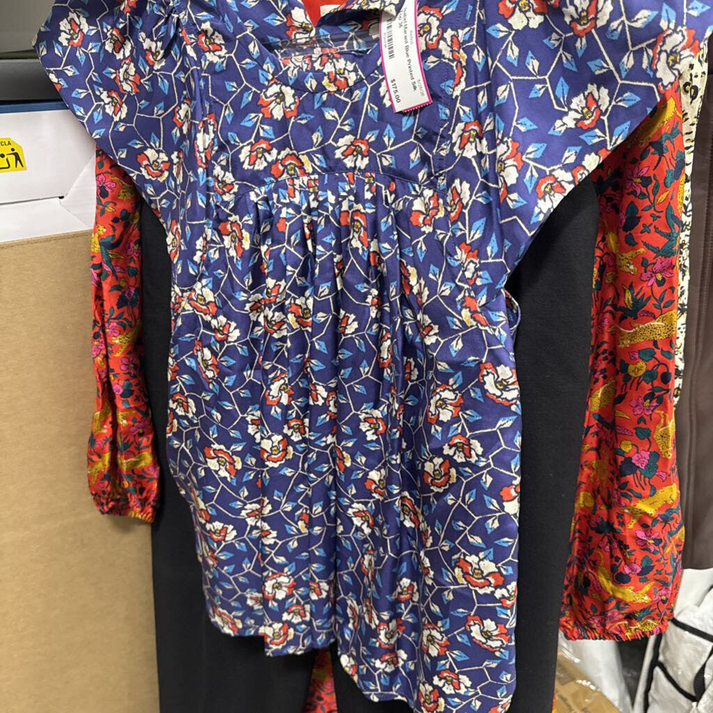 Blue Printed Silk Top
