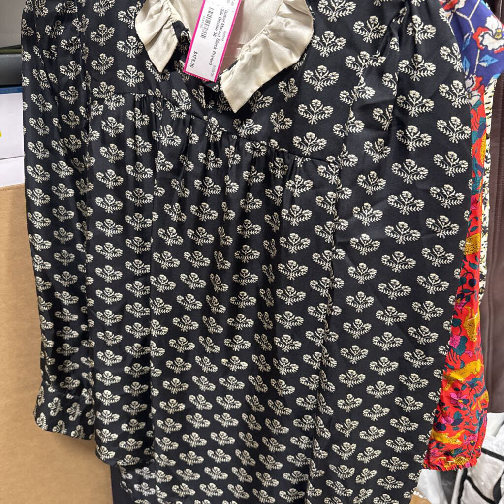 Black Printed Silk Blouse