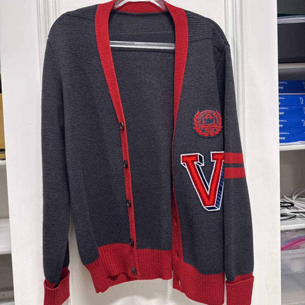 Gray/Red Wool Logo Cardigan