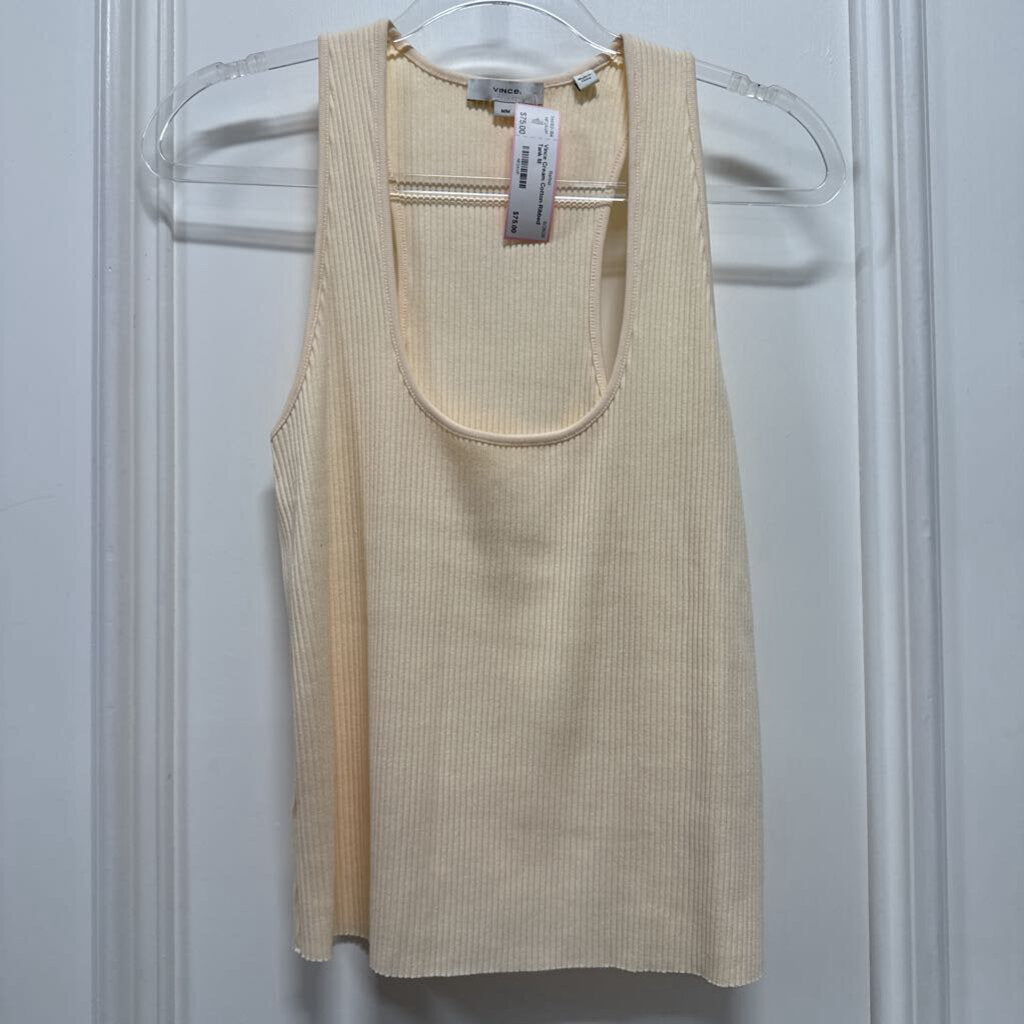 Cream Cotton Ribbed Tank