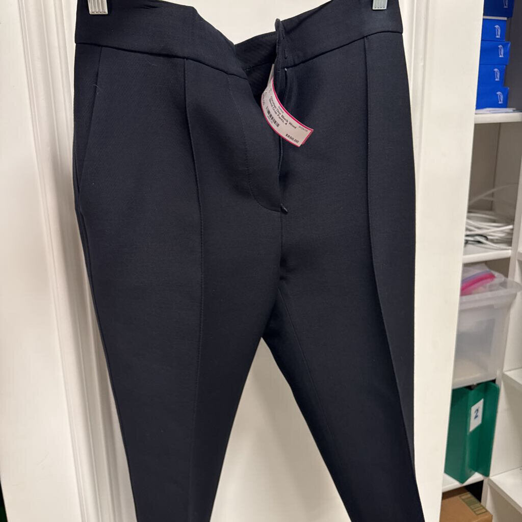 Black Wool Blend Crop Capri Pants, 4