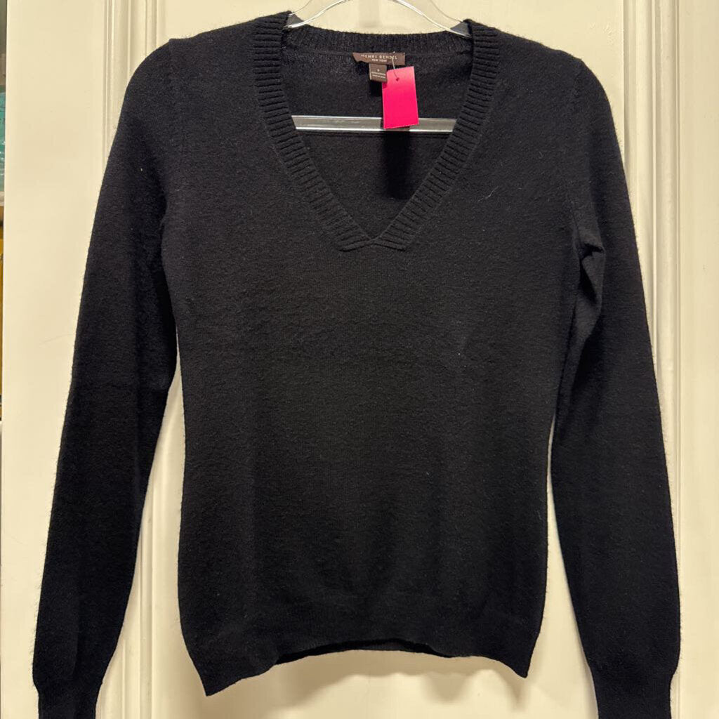 Black Cashmere V-Neck Sweater