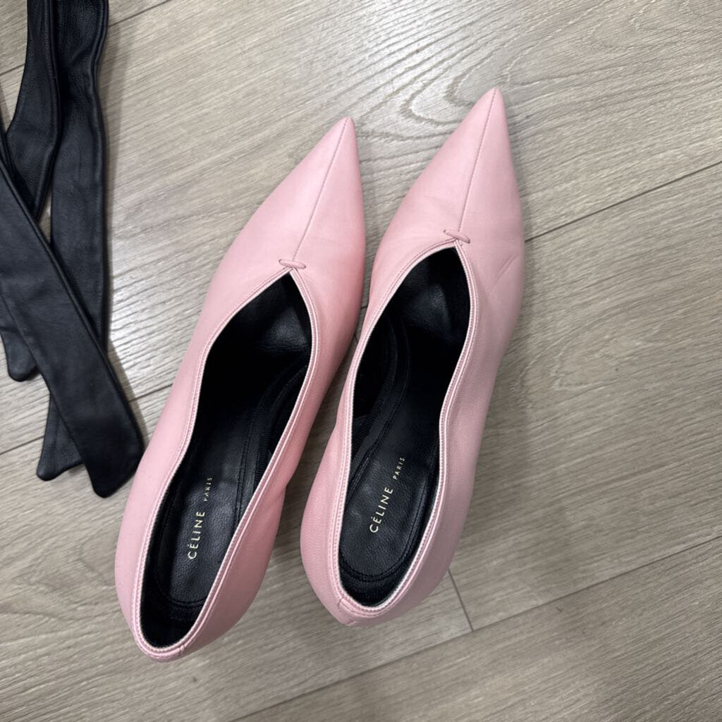 Pink Leather Point Toe Pump
