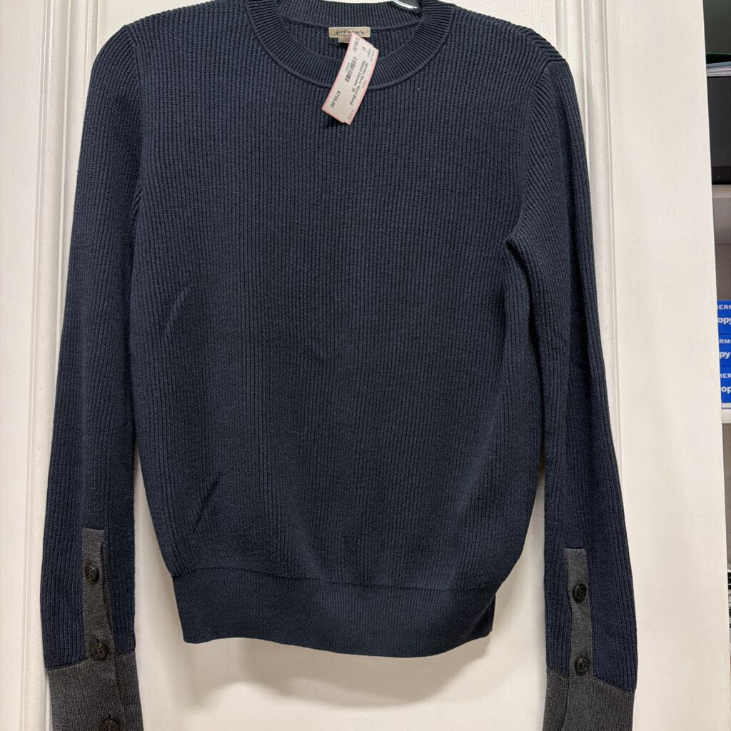 Navy Wool Blend Ribbed Sweater