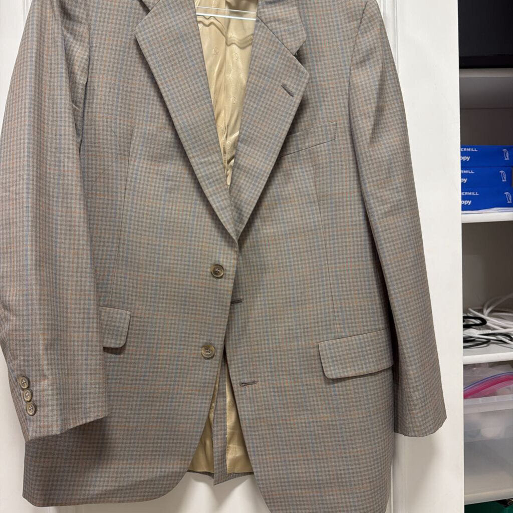 Grey Plaid Houndstooth Sport Coat Blazer