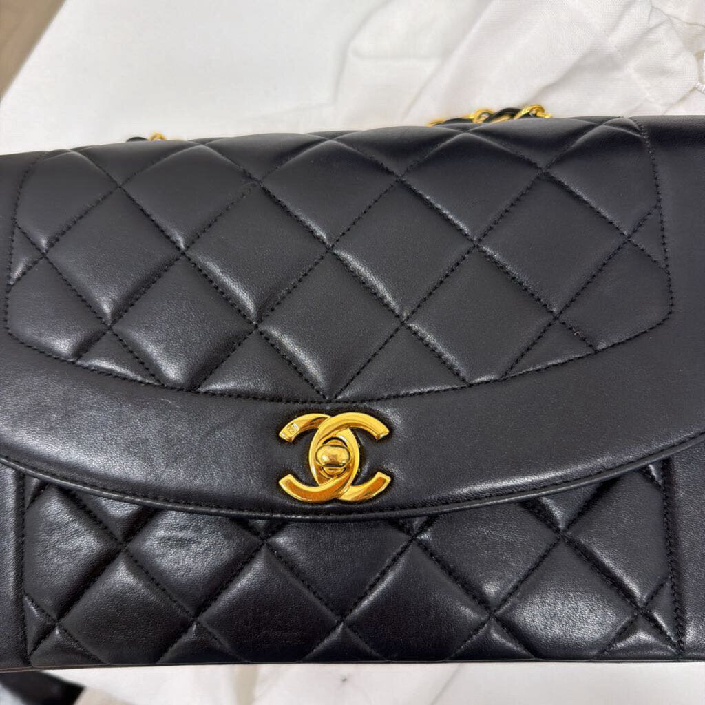 FP 1996-97 Black Diana Quilted Flap Bag