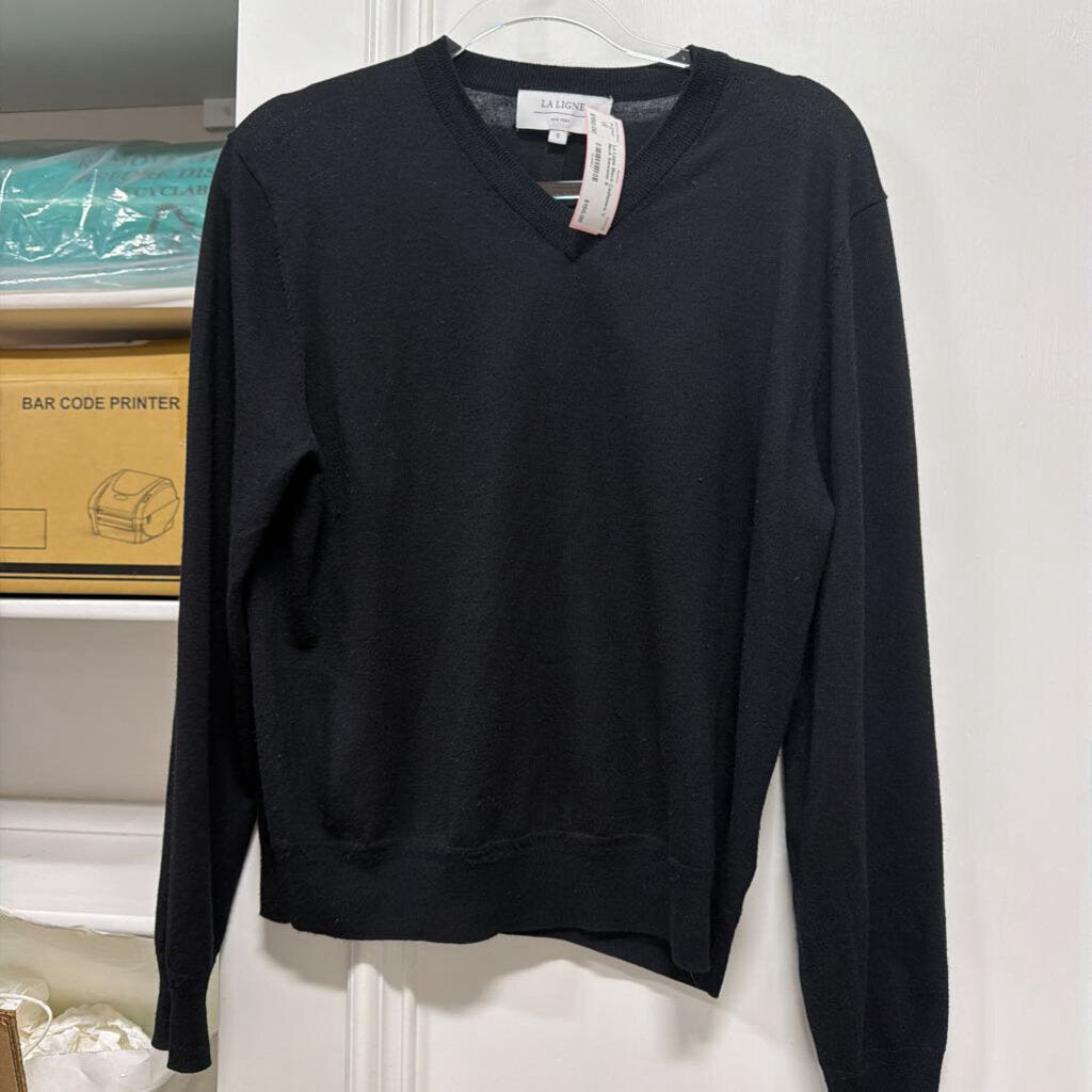 Black Cashmere V Neck Sweater