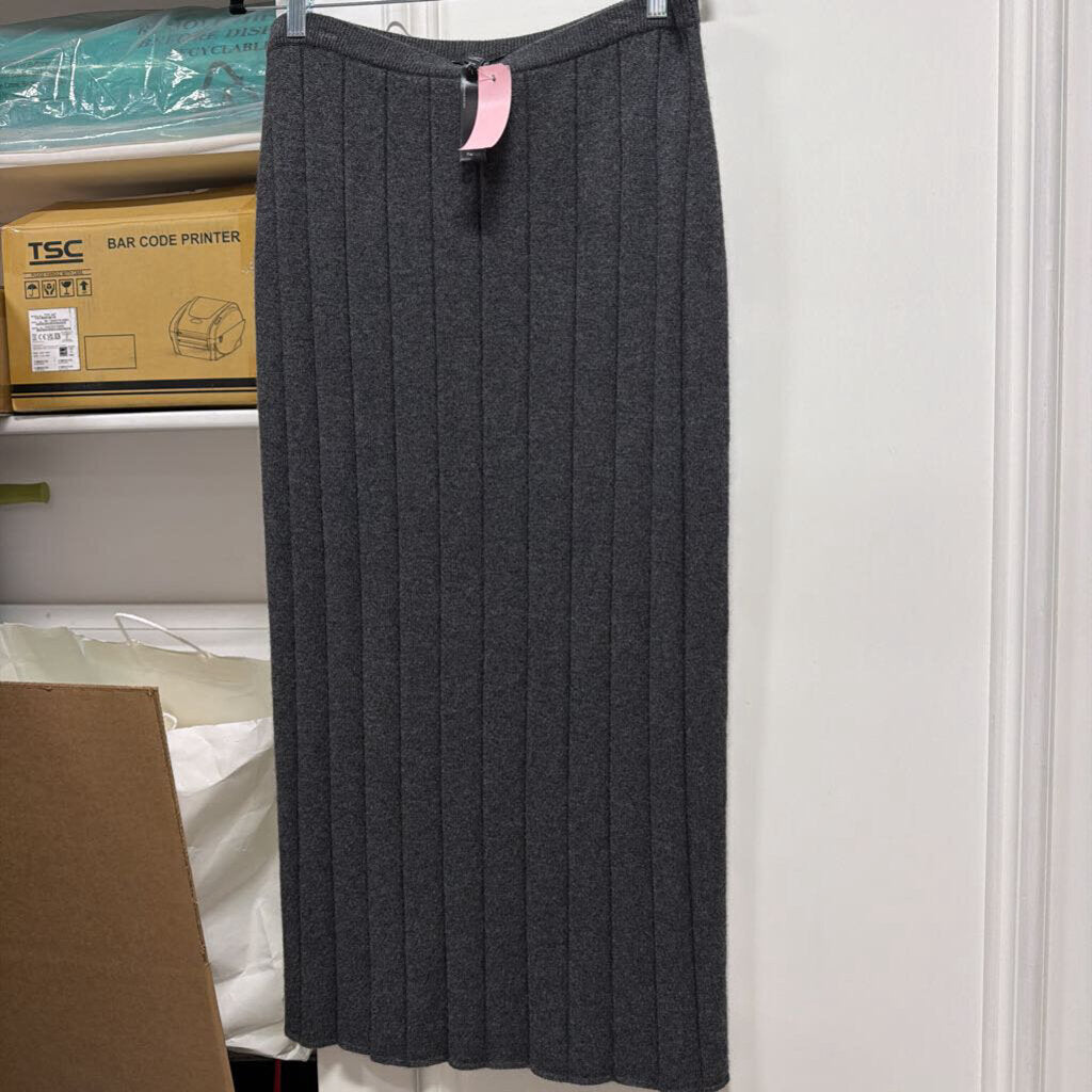 Charcoal Cashmere Ribbed Skirt