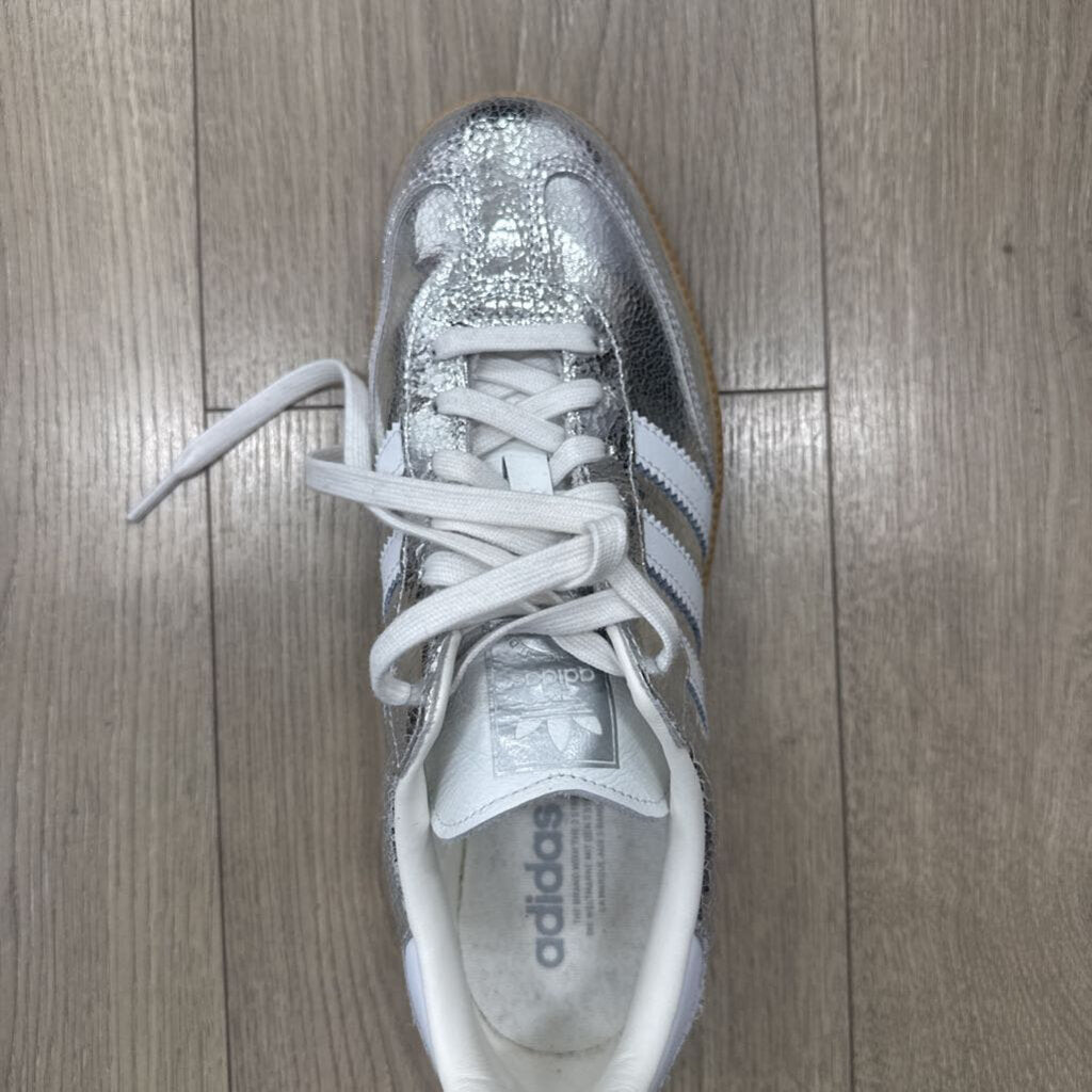 Silver Metallic Leather Samba Sneakers