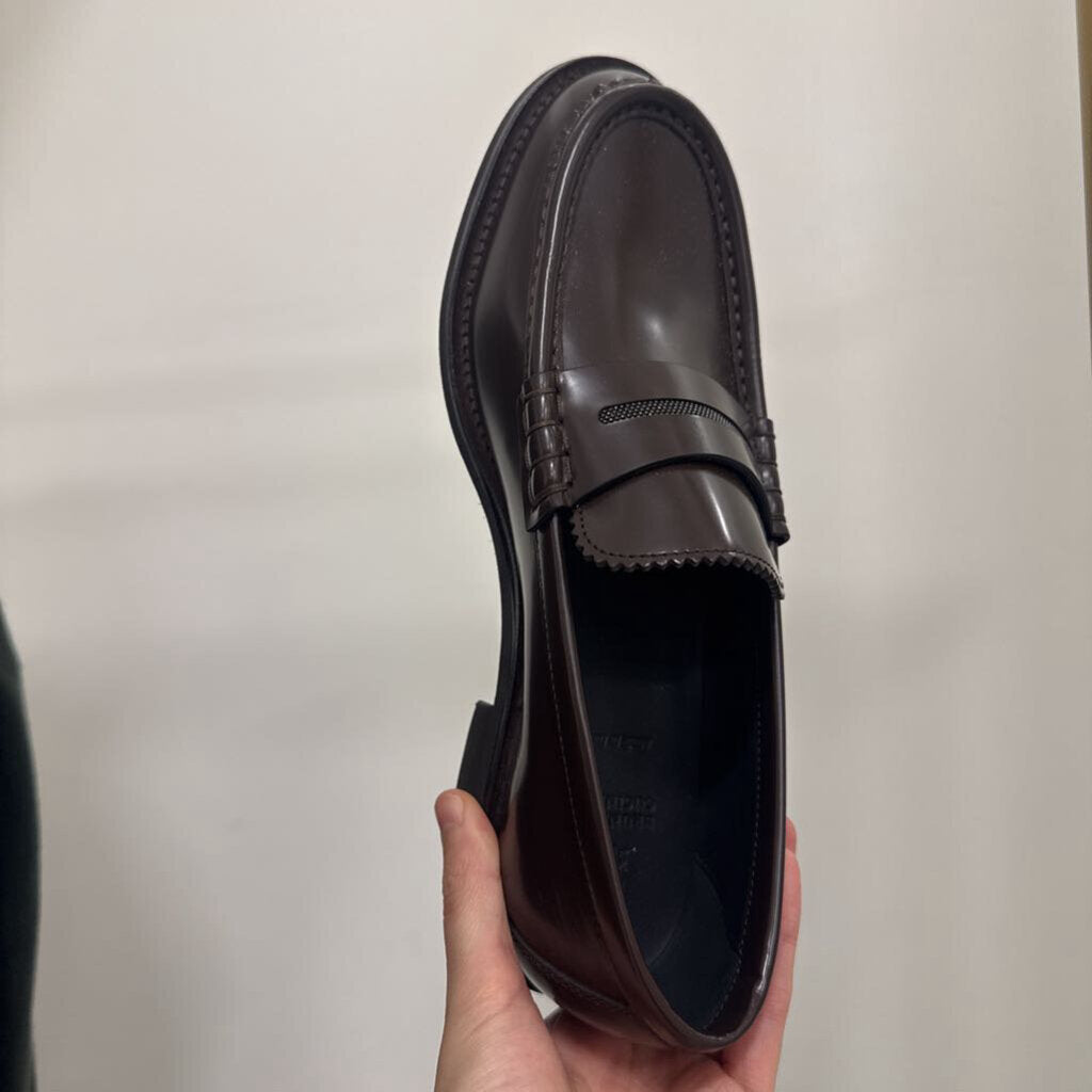 Brown Leather Monili Accent Loafers (new)