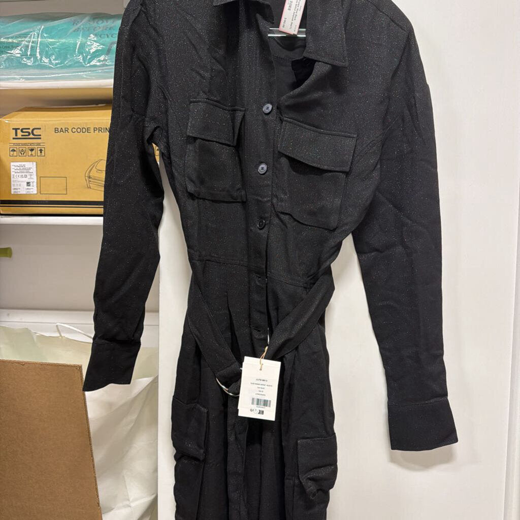 Black Viscose Belted Jumpsuit (NWT)