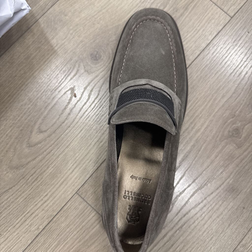 Taupe Suede Monili Accent Loafers