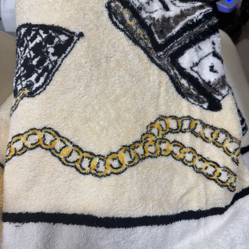 Chanel Off White Print Terry Cotton Beach Towel