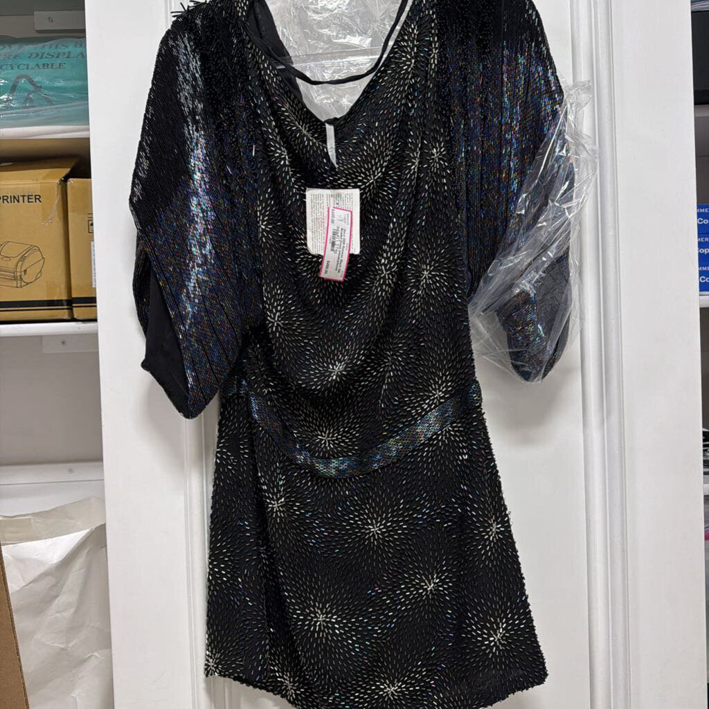 2009 Runway Black Silk Beaded Dress (missing/loose beads)