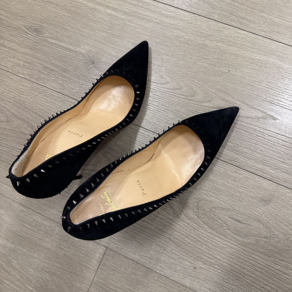 Black Suede Spike Pumps