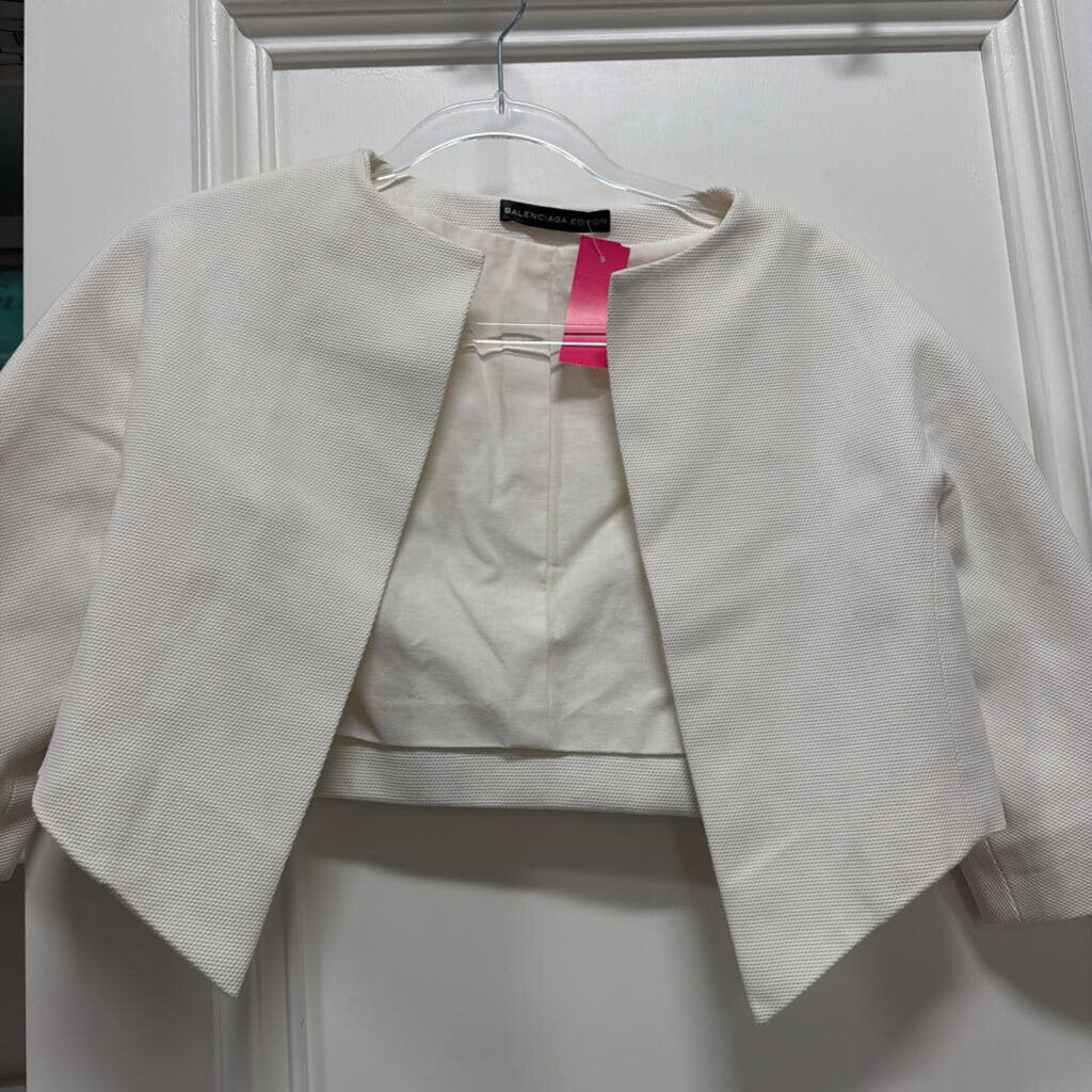 White Silk Crop Jacket
