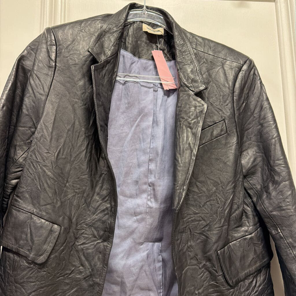 Black Crinkled leather Blazer