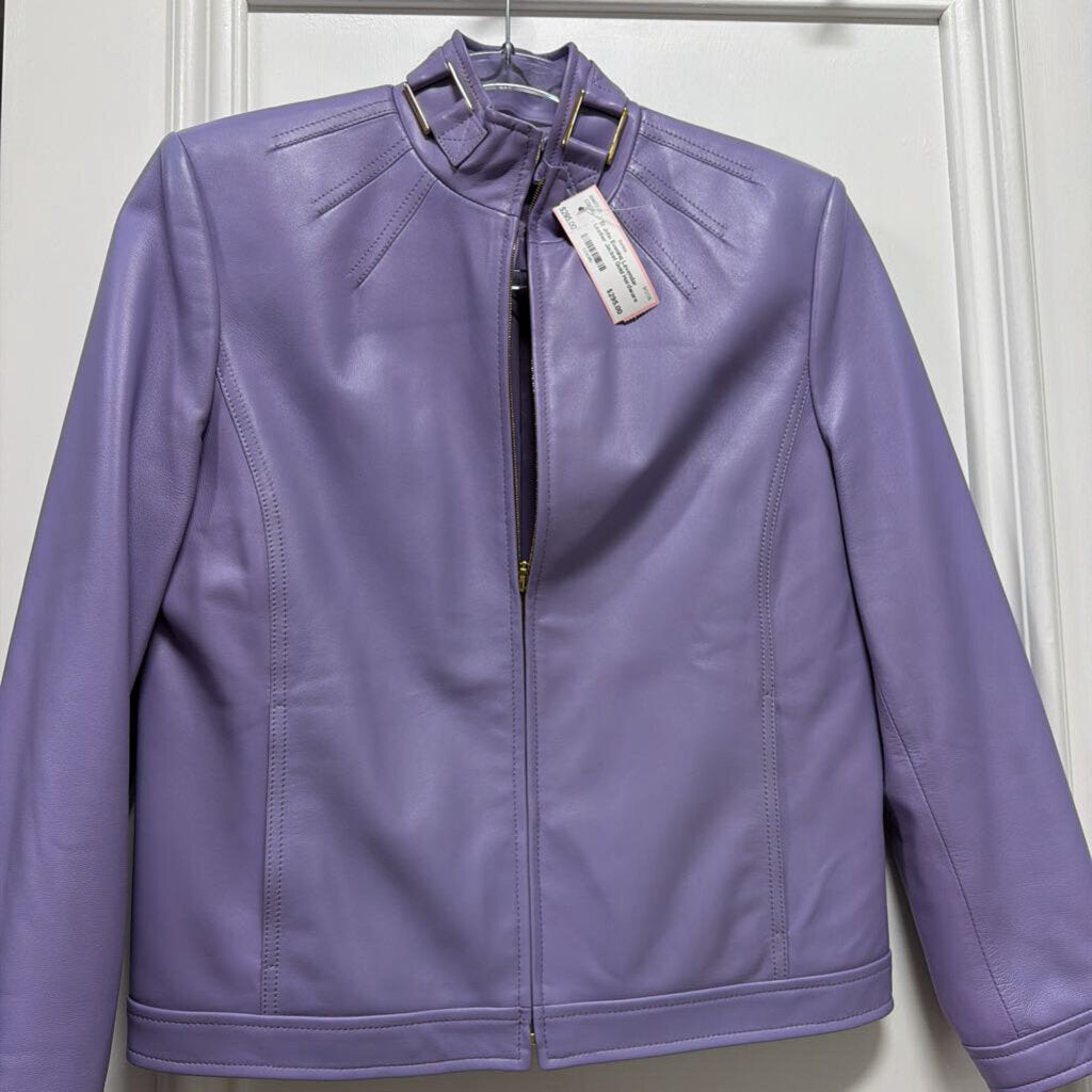Lavendar Leather Jacket Gold Hardware