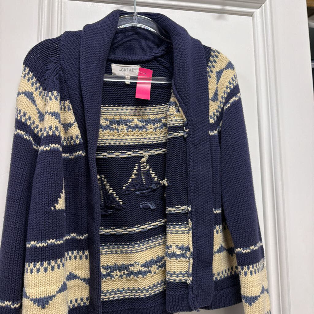 Navy Cotton Blend Sailboat Sweater