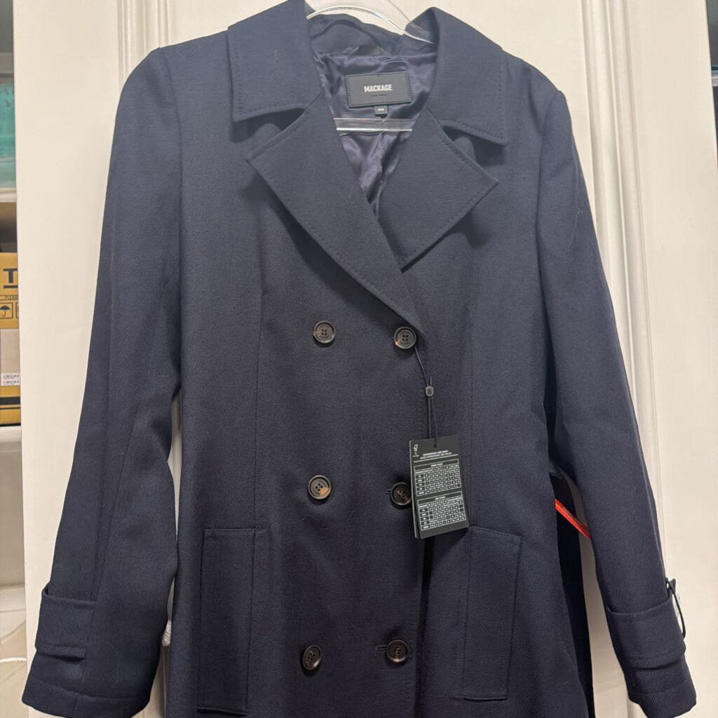 Navy Wool Belted Trench Coat (NWT)
