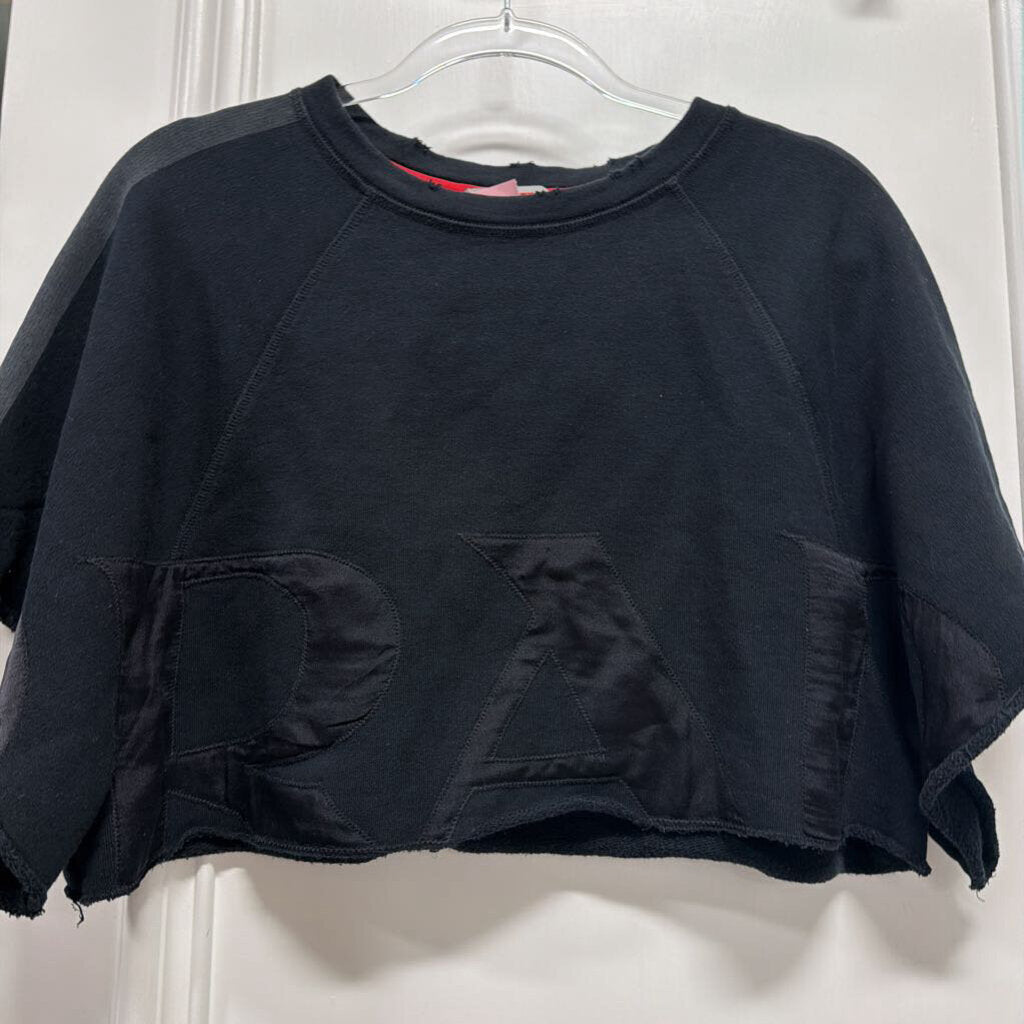 Black Cotton Cropped Sweatshirt