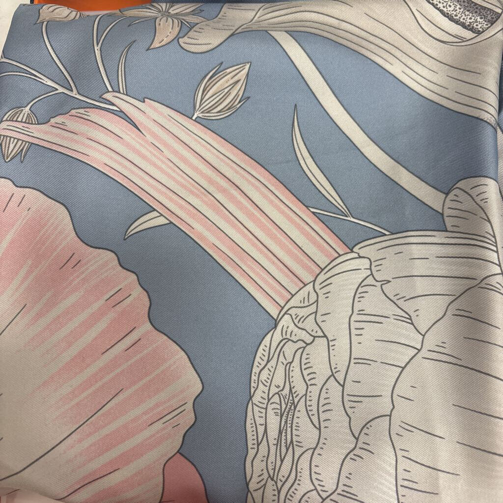 Light Blue Silk Flower Scarf
