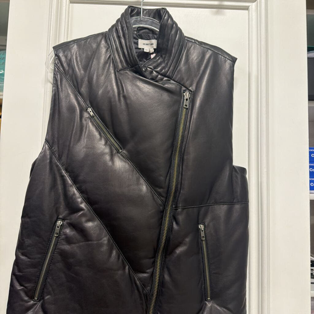 Black Leather Quilted Vest