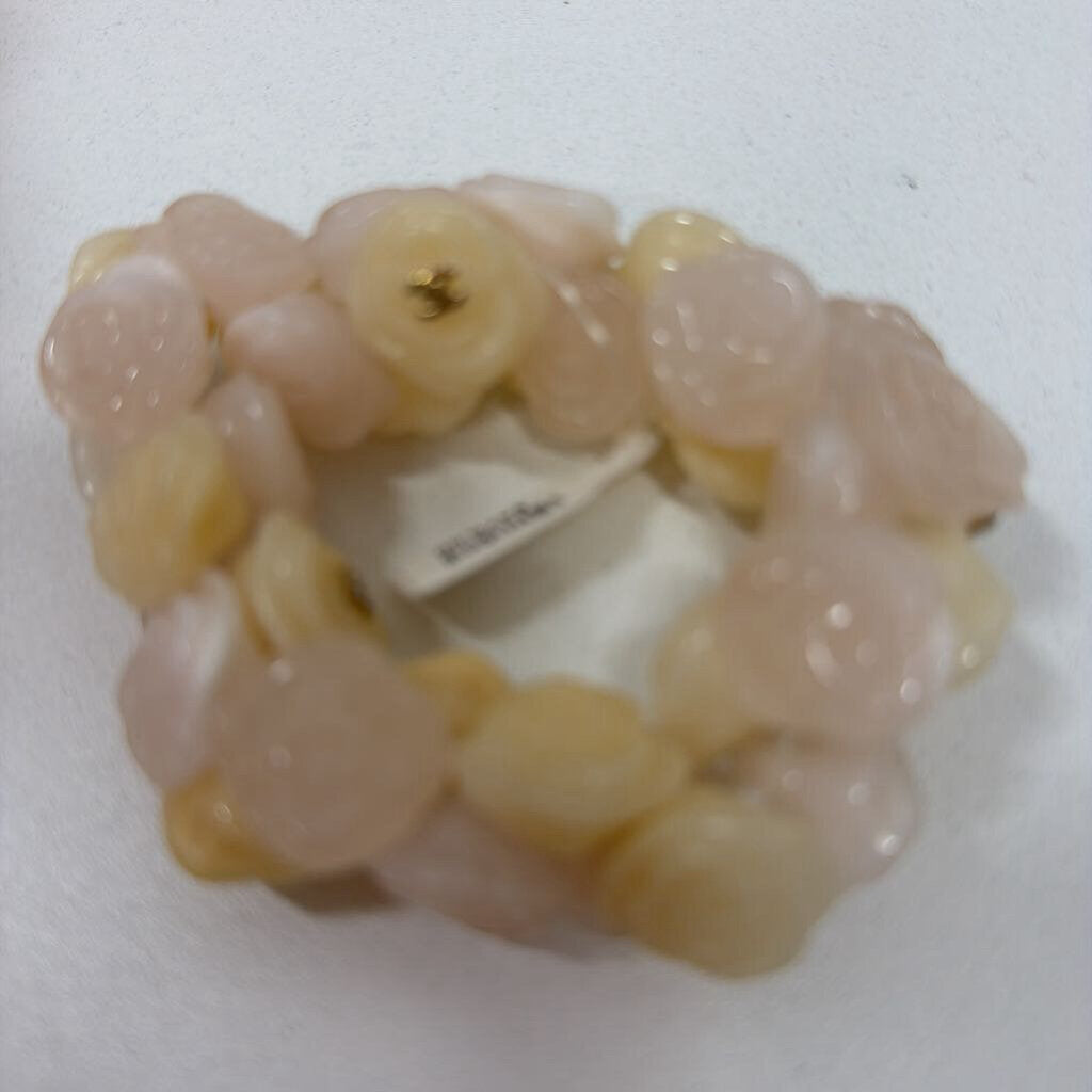 Ivory Resin Camellia CC Bead Bracelet