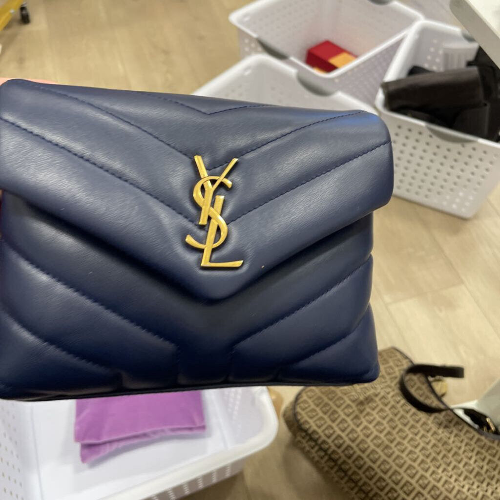 Navy LouLou Mini Square Bag
