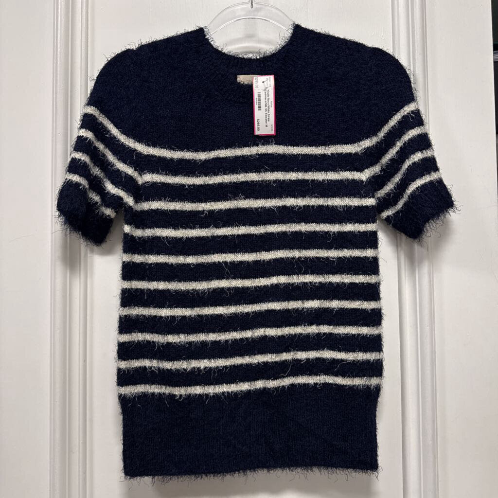 Navy/White Stripe Cashmere/Silk SS Sweater