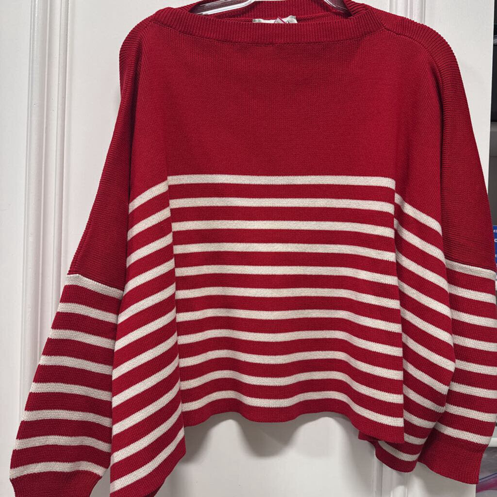 Red/White Stripe Cotton Boatneck Sweater