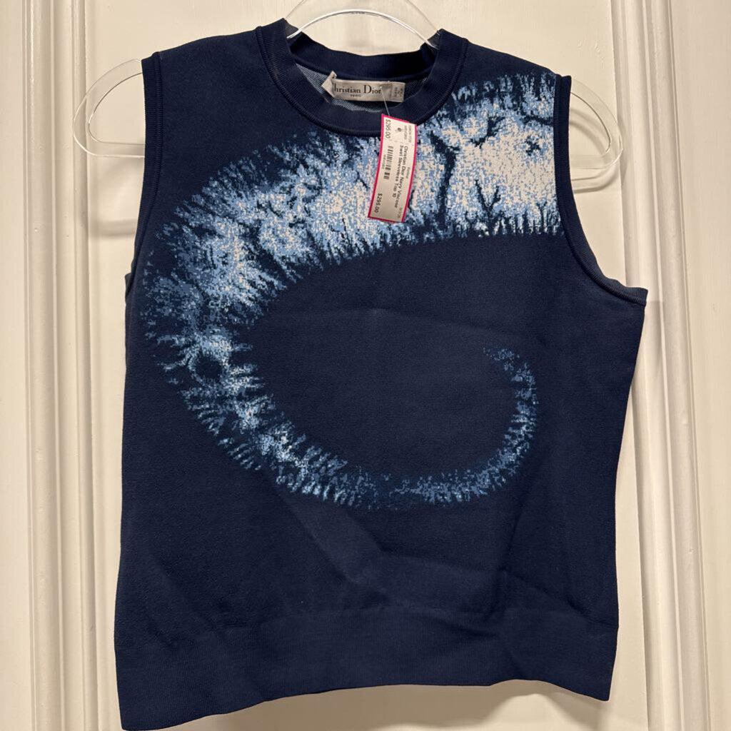 Navy Viscose Swirl Sleeveless Top
