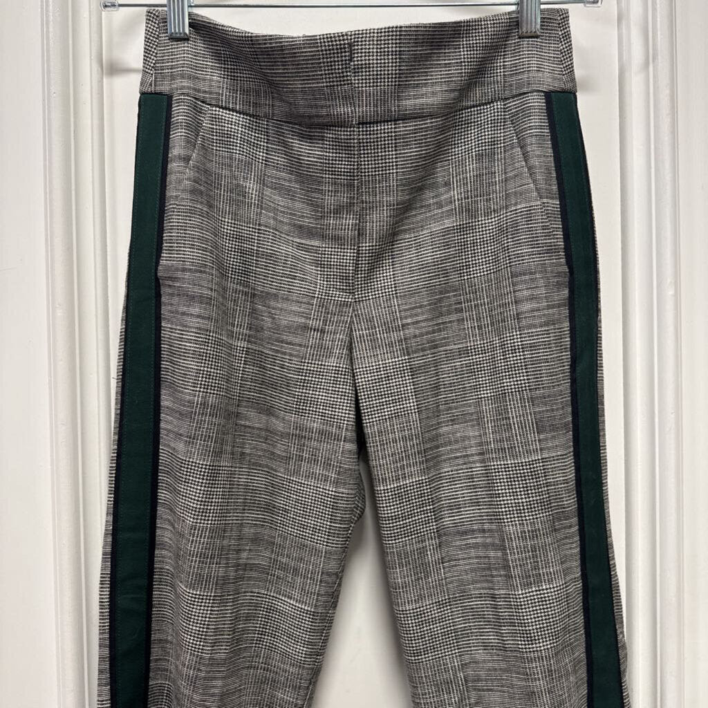 Grey Viscose Blend Green Stripe Pants