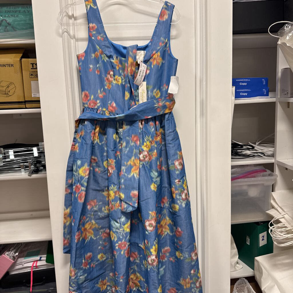 Blue Floral Poly Maxi Dress (NWT)